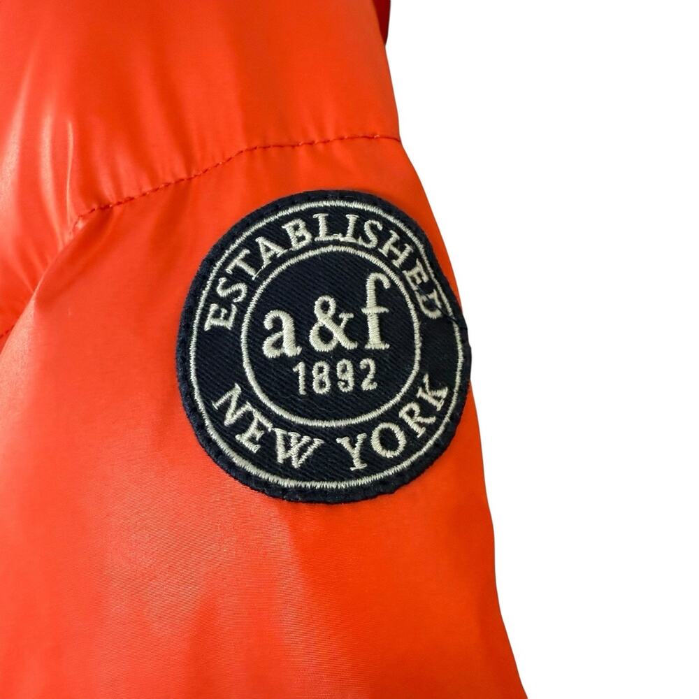Abercrombie & Fitch Jacket Kids Extra Large Orange Down Puffer Coat Y2K Bomber - Picture 6 of 11
